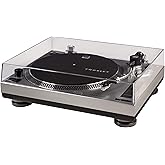 Crosley C100A-SI Record Player, Silver | 2-Speed Turntable, ATN3600L Audio-Technica Cartridge, Standard 1/2" Mount, Removable Headshell, Aluminum Platter With Strobe