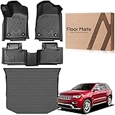 TPE Automotive Floor Mats & Cargo Liner Custom for 2016-2021 Jeep Grand Cherokee & 2022 WK (Not for L), All Weather Cover Protection Waterproof Black Floor Liner Front & Rear Row Full Set Car Mats