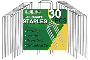 Luijnbn 30 Pack Lawn Staples, Premium Garden Landscape Staples, Galvanized Heavy-Duty Gauge Stakes, U-Shaped Tent Stakes, Anti-Rust Fence Netting Pins Ground Spikes, Sod Pins