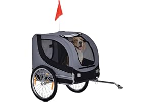 PawHut Dog Bike Trailer, Pet Cart, Bicycle Wagon, Travel Cargo, Carrier Attachment with Hitch, Foldable for Travelling, for S