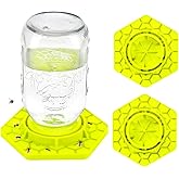 2 Pack Bee Feeder for Mason Jar, Silicone Bee Watering Station, Compatible with Regular and Wide Mouth, Bee Feeders for Hives, Bee Keeping Supplies, Bee Waterer for Outside Garden (Yellow-2pack)