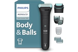 Philips Norelco Body Groomer 5000 Series, Intimate Hair Trimmer & Shaver for Men with Dual 100% Showerproof Full Body Shave & Trim Heads and Two Bi-Directional Body Hair Combs, BG5495/50