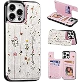 UEEBAI Wallet Case for iPhone 16 Pro with Card Holders, PU Leather Cover Kickstand RFID Blocking Double Magnetic Clasp Rilievo Flower Shockproof Flip Case for Women Girls - Tree Vine