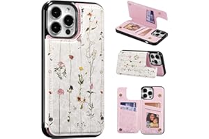 UEEBAI Wallet Case for iPhone 14 Pro with Card Holders, PU Leather Cover Kickstand RFID Blocking Double Magnetic Clasp Riliev