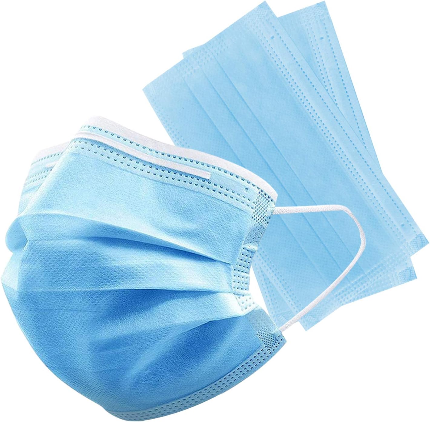 Disposable Mask, 3-Layer Masks, Anti Dust Breathable Disposable Earloop Mouth Face Mask, Comfortable Face Mask-Blue