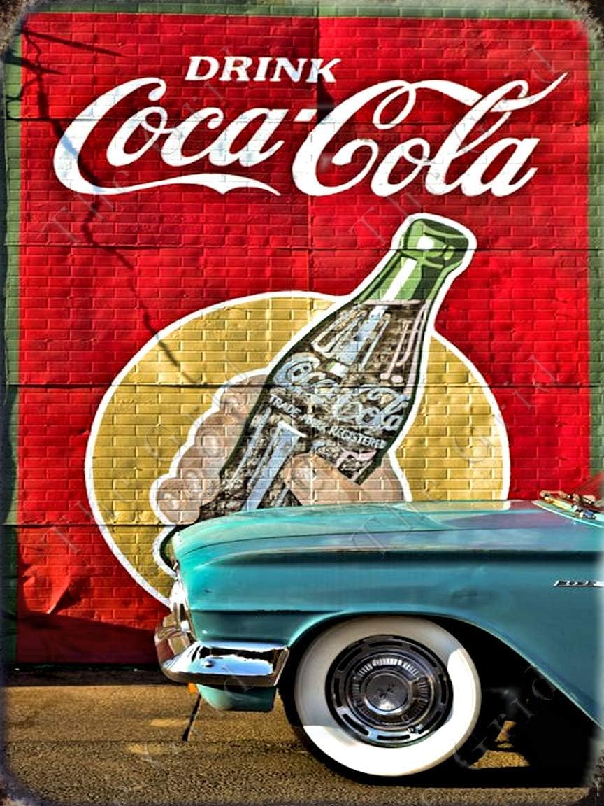 The Grid Metal Coke Tin Sign 50's Retro Kitchen Cocacola Vintage Coke Sign Drink Coca Cola Wall Decor Retro Posters Coca Cola Sign Vintage Coca Cola Signs Coke Decor Coca Cola Poster 12x8