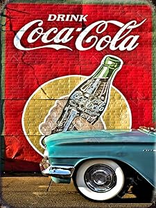 The Grid Metal Coke Tin Sign 50's Retro Kitchen Cocacola Vintage Coke Sign Drink Coca Cola Wall Decor Retro Posters Coca Cola Sign Vintage Coca Cola Signs Coke Decor Coca Cola Poster 12x8