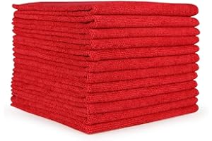 ARKWRIGHT LLC Arkwright Microfiber Multipurpose Cleaning Cloths - (Pack of 12) Lint Free, Car Detailing Cloth, Perfect Microfiber Towel Set for Home, Gym, Kitchen, and Glass, 12 x 12 in, Red