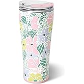 Swig Life 32oz Insulated Tumbler, Travel Coffee Tumbler with Lid, Cup Holder Friendly Travel Coffee Mug, Stainless Steel with Lid (Garden Party)