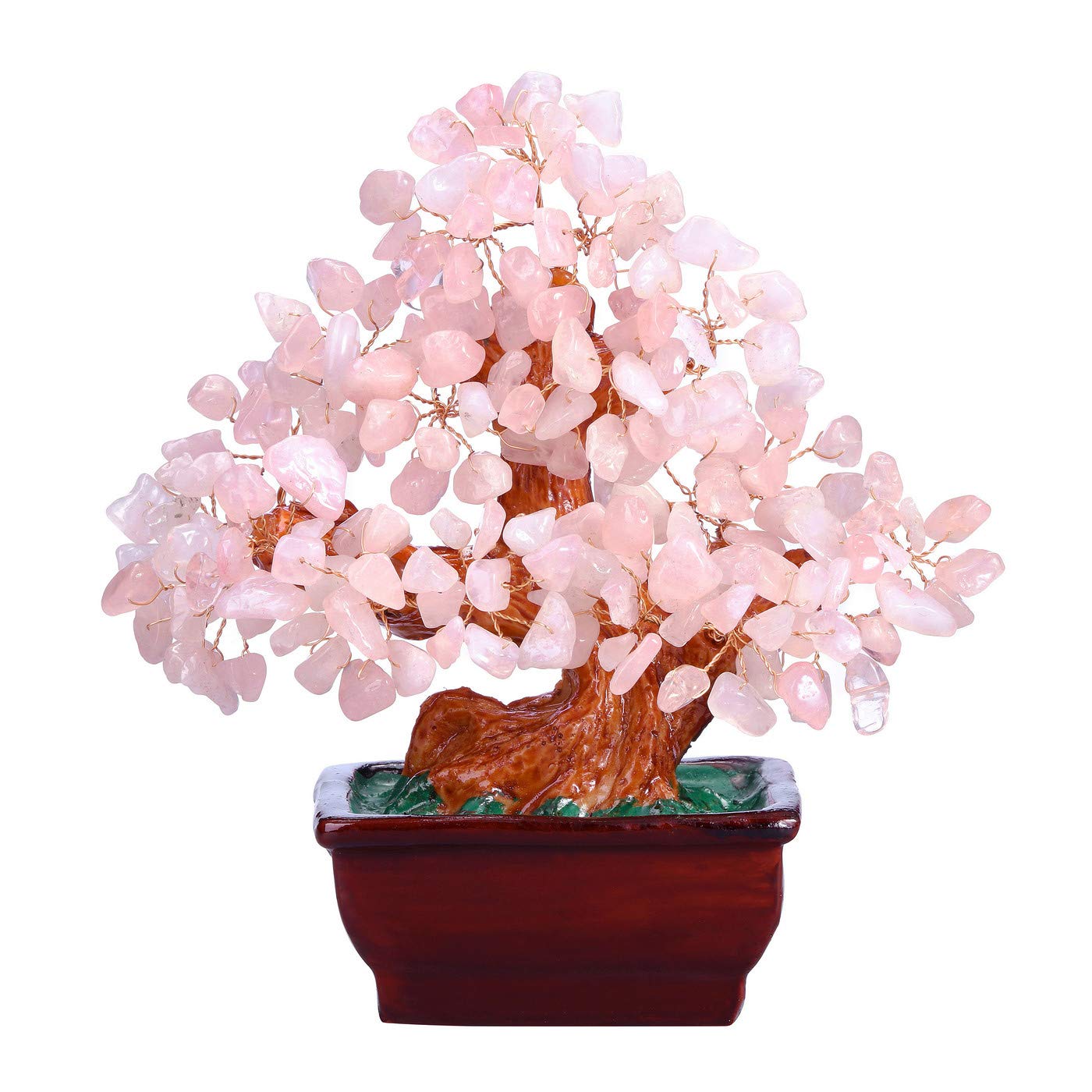 JSDDE Rose Quartz Crystal Tree Reiki Healing Gemstone Money Tree Feng Shui Crystals Stone Tree Home Office Luck Ornament Decoration 6.3 Inch