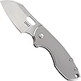 CRKT Pilar EDC Folding Pocket Knife: Compact Everyday Carry, Satin Blade with Finger Choil, Thumb Slot Open, Frame Lock Stainless Handle, Reversible Pocket Clip 5311