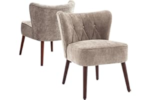 Garvee Upholstered Accent Chairs Set of 2, Wingback Tufted Dining Chair with Sturdy Rubber Wood Legs, Soft Breathable Fabric 