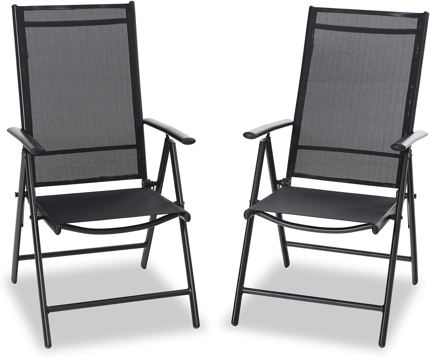 PHI VILLA Garden Chairs Sets of 2 Foldable with Aluminum frame, Adjustable with 7 Seating Positions