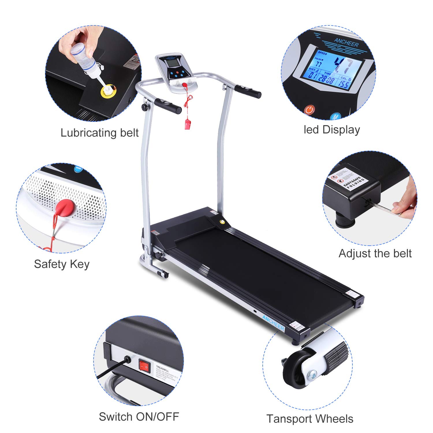 ANCHEER Upgraded Treadmills For Home, Electric Treadmill With LCD