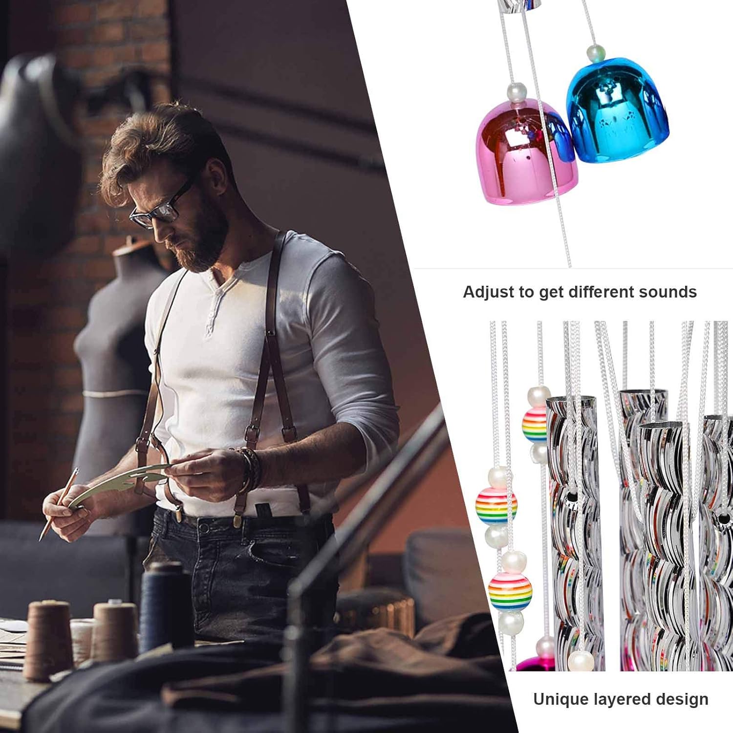 Colorful Wind Chimes for Outside with 4 Aluminum Tubes Comes with 11 Bells for Home Garden Yard Patio Decor : Garden & Outdoor