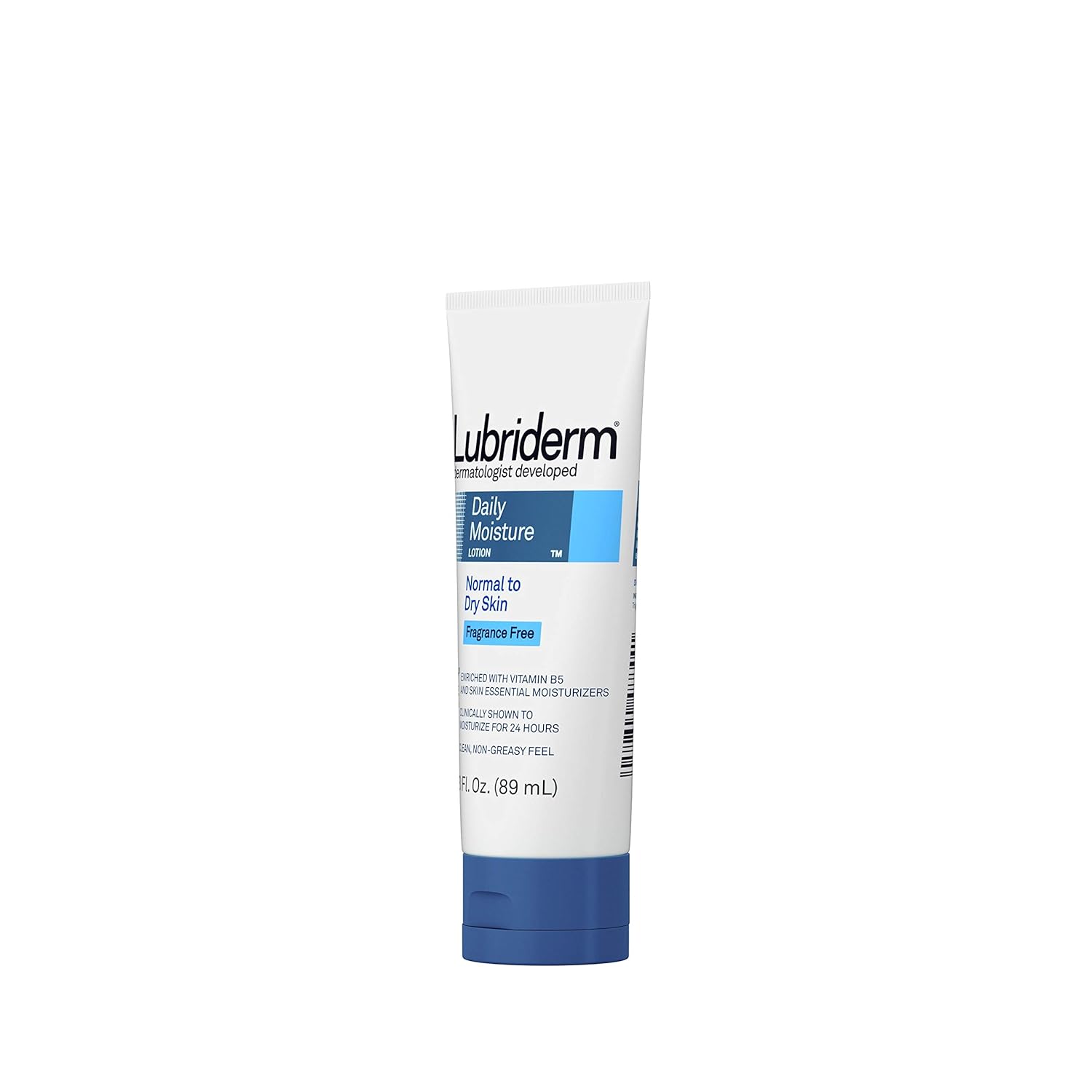 Lubriderm Daily Moisture Hydrating Unscented Body Lotion with Vitamin B5 for Normal to Dry Skin, Non-Greasy and Fragrance-Free Lotion, 3 fl. oz : Beauty