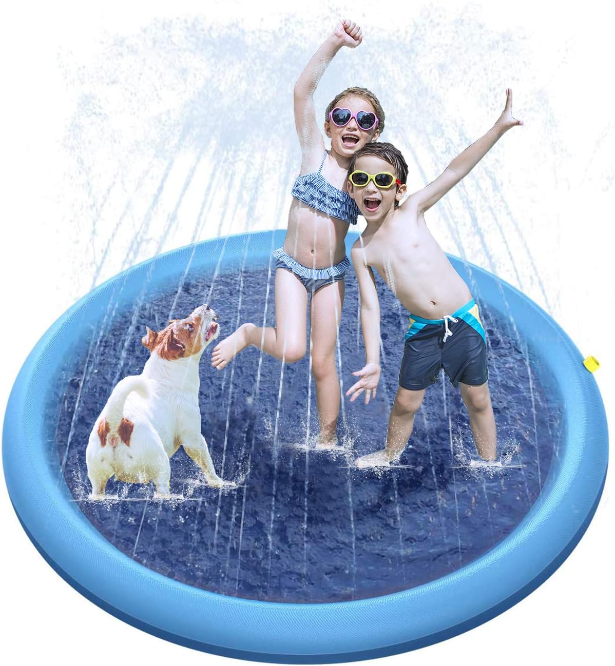 Procity Splash Sprinkler Pad for Dogs Kids, 59” Thickened Durable Pet Dog Bath Pool Summer Outdoor Water Toys Sprinklers Splash Play Mat: Toys & Games