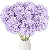 IPOPU 12PCS Artificial Chrysanthemums Balls Flower17.3’’ Purple Faux Mums Silk Flowers with Stems for Wedding Bouquet Home Party Garden Outdoor Decoration(Purple)