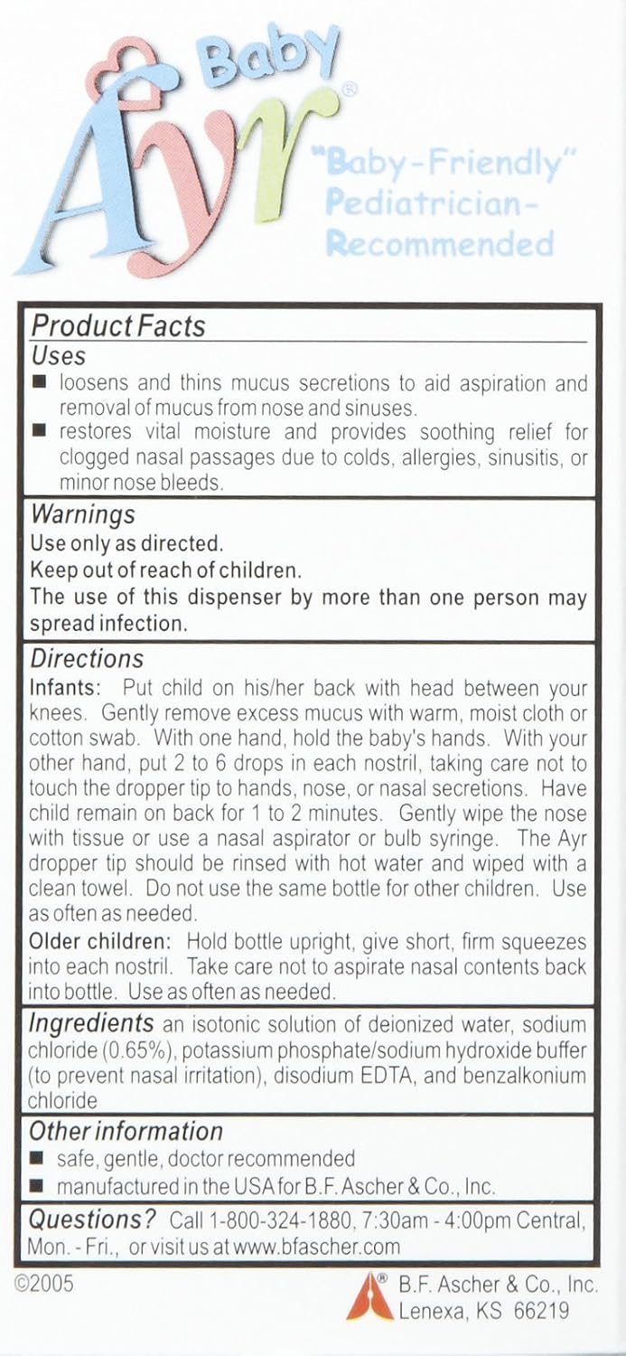 Ayr Baby Saline Nasal Spray/Drops, 1 oz: Health & Personal Care