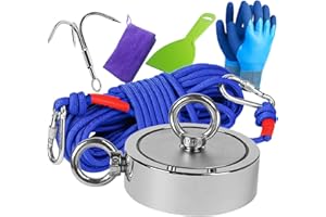 RIHEGIANT Heavy Duty Magnets for Treasure Hunters 2600lb Pull Force Double Sided Neodymium Fishing Magnet kit with Rope and Carabiner