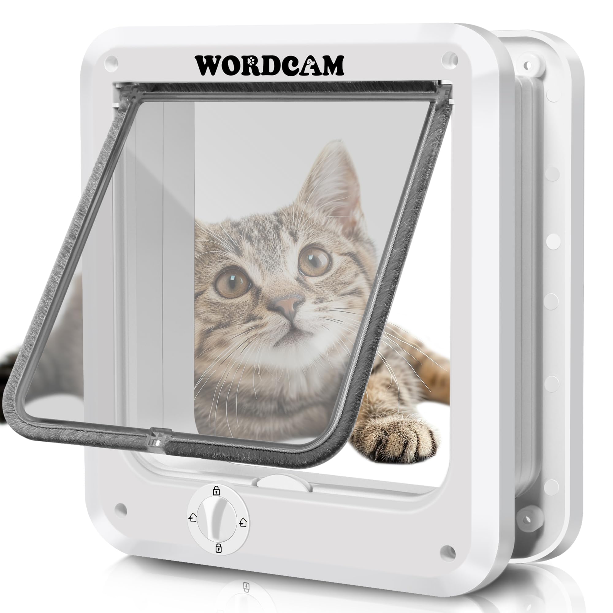 Photo 1 of Wordcam Large Cat Door, 4 Way Locking Cat Doors Flap for Interior Exterior Doors, Magnetic Pet Door for Cats Up to 20lbs, Upgraded Version