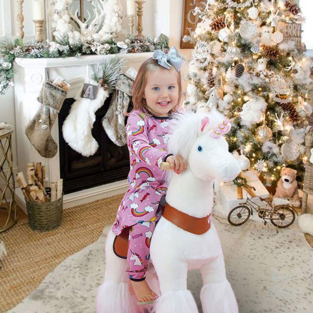 PonyCycle Official Classic U Series Ride on Unicorn Toy Plush Walking Animal Unicorn for Age 3-5 Small Size U304