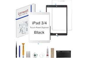 LENWELL iPad 3/4 2012 9.7” 2020 Screen Replacement Touch Glass Digitizer (not LCD) Assembly A1403 A1416 A1430/A1458 A1459 A1460 Premium Repair Kit + Free Install (iPad 3/4, Black)