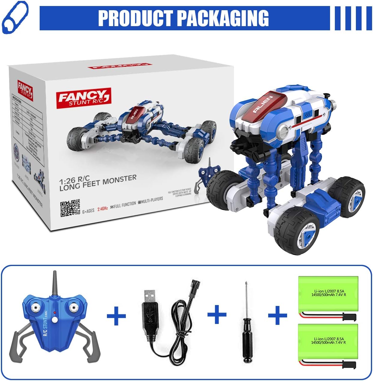 RC Cars, HBUDS 2.4GHz Remote Control Electric 4WD High Speed Monster Truck Toys, 2 Batteries for 40 Min Play, Off Road Crawler Stunt Car 360° Flips Vehicles Hobby Gift for Boys & Girls: Toys & Games