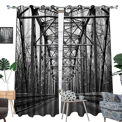 Amazon Com Homehot Black And White Blackout Window Curtain Road