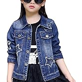 ASHER FASHION Denim Jackets Girl Denim Jackets Classic Basic Button Down Coat Girls' Outwear