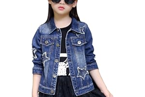 ASHER FASHION Denim Jackets Girl Denim Jackets Classic Basic Button Down Coat Girls' Outwear