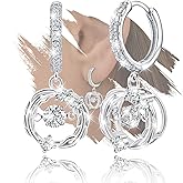 Sterling Silver Hoop Earrings - Sparkle Round Cubic Zirconia Earrings Hypoallergenic Circle Loop Dangle Earring Fashion Jewelry Gifts for Her Wife Mom Sister