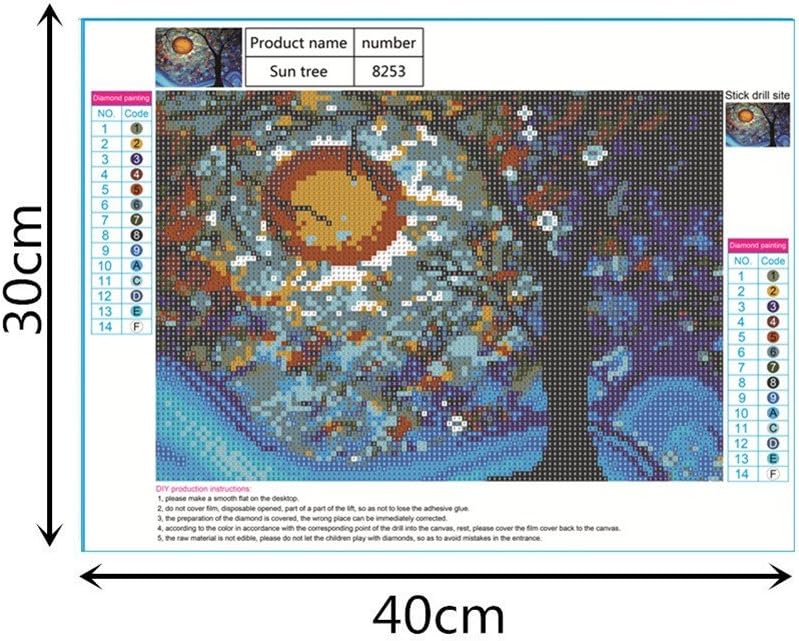 YEESAM ART New Diamond Painting Full Drill 5D Kits, Dream Tree by Van Gogh 40 * 30cm - Image 4