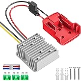 Azocek 18V to 12V Step Down Converter Compatible with Milwaukee 18V Battery Azocek Power Wheel Battery Adapter DC 12V 20A 240W Buck Converter Regulator with 30A Fuse & Wire Terminal