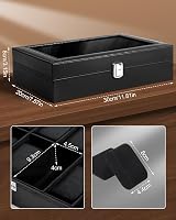 Uten Watch Box 12 Slots Display Case with Glass Lid Black Leather view 4