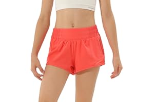 Aurefin Girls Athletic Shorts, Lightweight Running Shorts for Teen Girls Kids Sports Active Short with Zip Pocket and Elastic