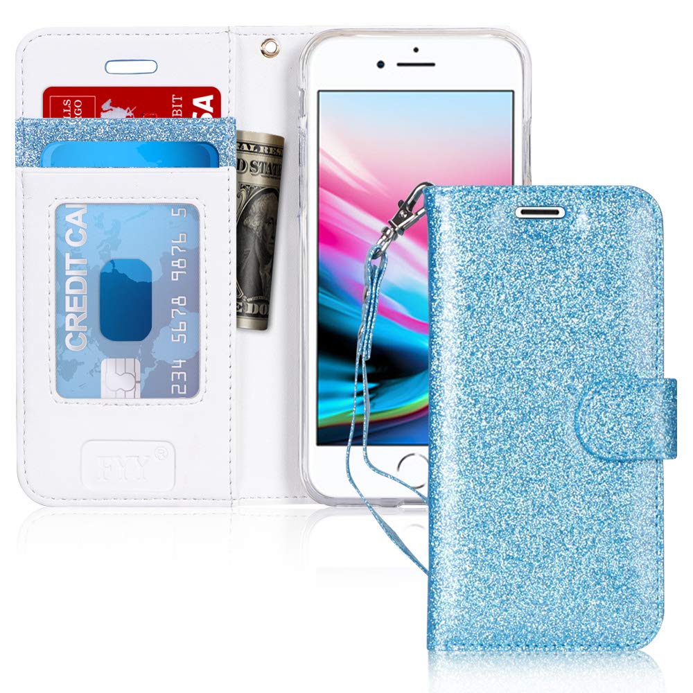 Fyy iPhone 8 Case, iPhone 7 Case, [RFID Blocking Wallet] Premium PU