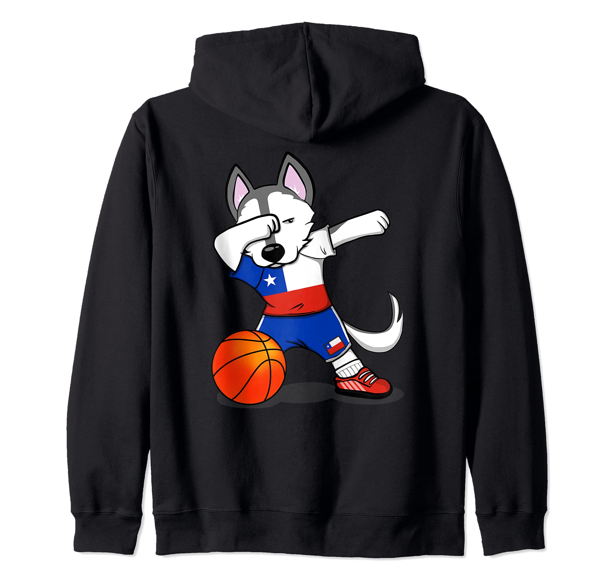 Dabbing Husky Dog Chile Basketball Fans Jersey Chilean Flag Zip Hoodie
