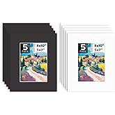Mat Board Center, 10 Pack Pre-Cut 8x10 Picture Mats for 5x7 Photos/Prints - Acid Free, Bevel Cut, White Core, 4-Ply Thickness (White & Black)
