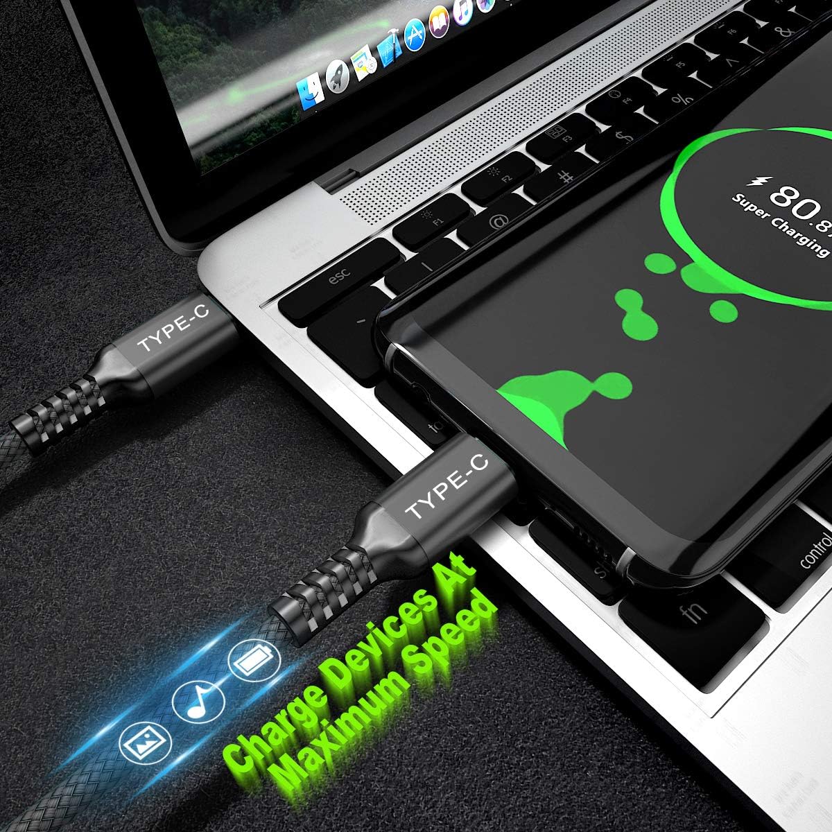 BASESAILOR USB C to Type C 60W Cable 4.5M/2Pack,Power Delivery Fast Charging PD Charger Cord for MacBook,iPad Pro 10 Air 4 5 4th 5th Gen,Samsung Galaxy Z Flip Fold,Note 10 S21 S22 S23 S24 S25 S26 A90 - Image 5