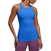 CRZ YOGA Butterluxe High Neck Tank Tops for Women - Racerback Workout Padded Yoga Athletic Camisole with Built in Bra