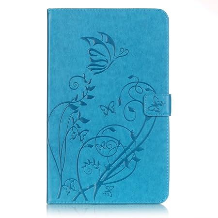 JIan Ying Galaxy Tab A6 10.1' SM-T580 Hülle, Retro Geprägt Schmetterling Blumen Muster Design PU Leder Magnetic Geldbörse Sch
