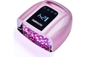 PURTATO Professional Rechargeable 96W UV LED Portable Cordless UV Light for Nail Lamp Machine with Removable Stainless Steel Bottom,4 Timer Setting and Smart Sensor Nail Dryer (Plating Pink)