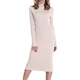 rocorose women's turtleneck ribbed elbow long sleeve knit sweater dress Rocorose Women's Turtleneck Ribbed Elbow Long Sleeve Knit Sweater Dress