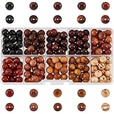PandaHall 200pcs 10 Colors 8mm Wooden Beads, Natural Round Loose Spacer Craft Beads for Jewelry Making DIY Bracelet Necklace Earrings Easter