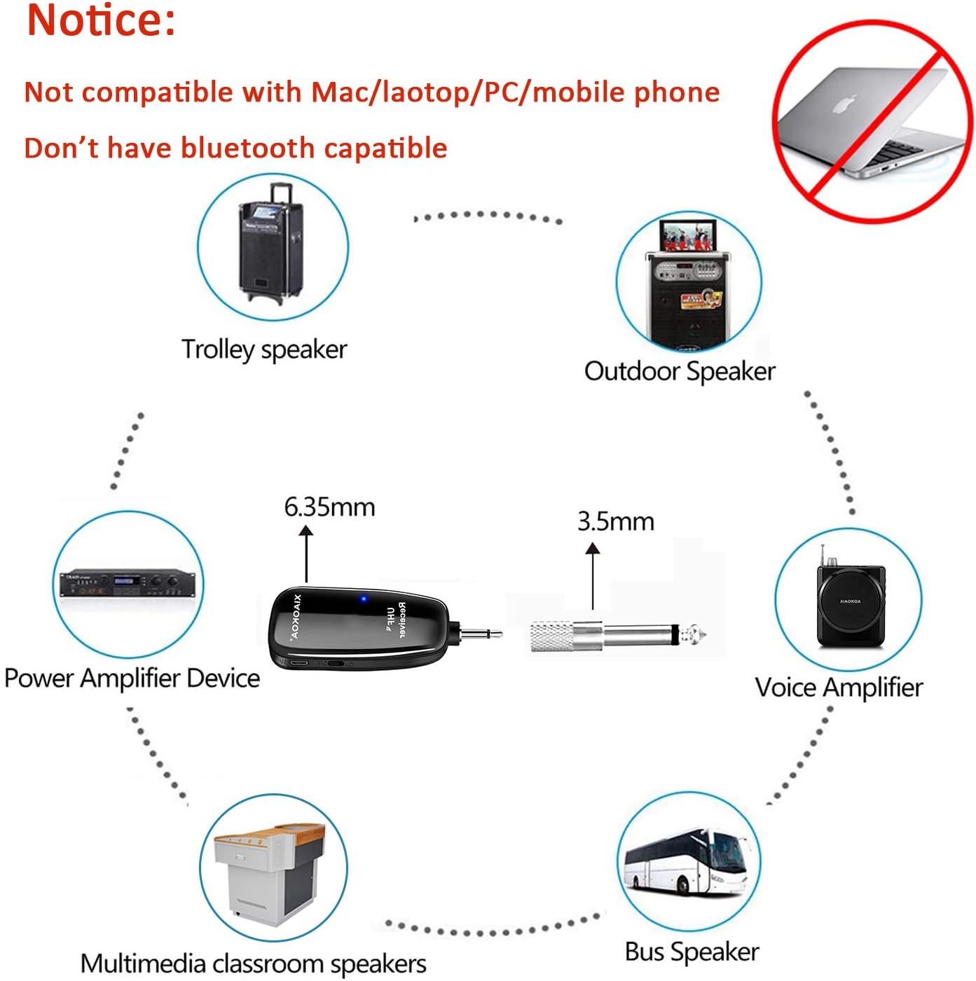 XIAOKOA UHF Wireless Instruments Microphone,Saxophone Microphone,Wireless Receiver and Transmitter,160ft Range,Plug and Play,Great for Trumpets, Clarinet, Cello: Home Audio & Theater