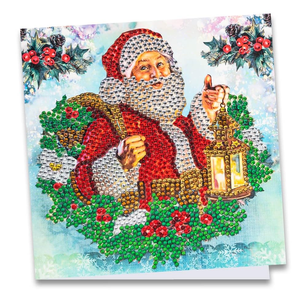Ideen mit Herz Diamond Painting Greeting Card | Rhinestone Edition | 16 x 16 cm | 370 gsm | Includes Stones, Envelope & Tools (Merry Christmas)