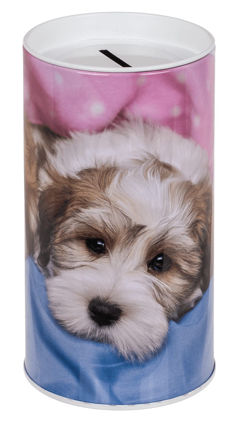 makio Children's Tin Piggy Bank Puppies Dogs and Cats. Original Tin Piggy Banks with Lids. Cheap Tin Piggy Bank for Children That Can Also Be Used as a Pencil Jar.