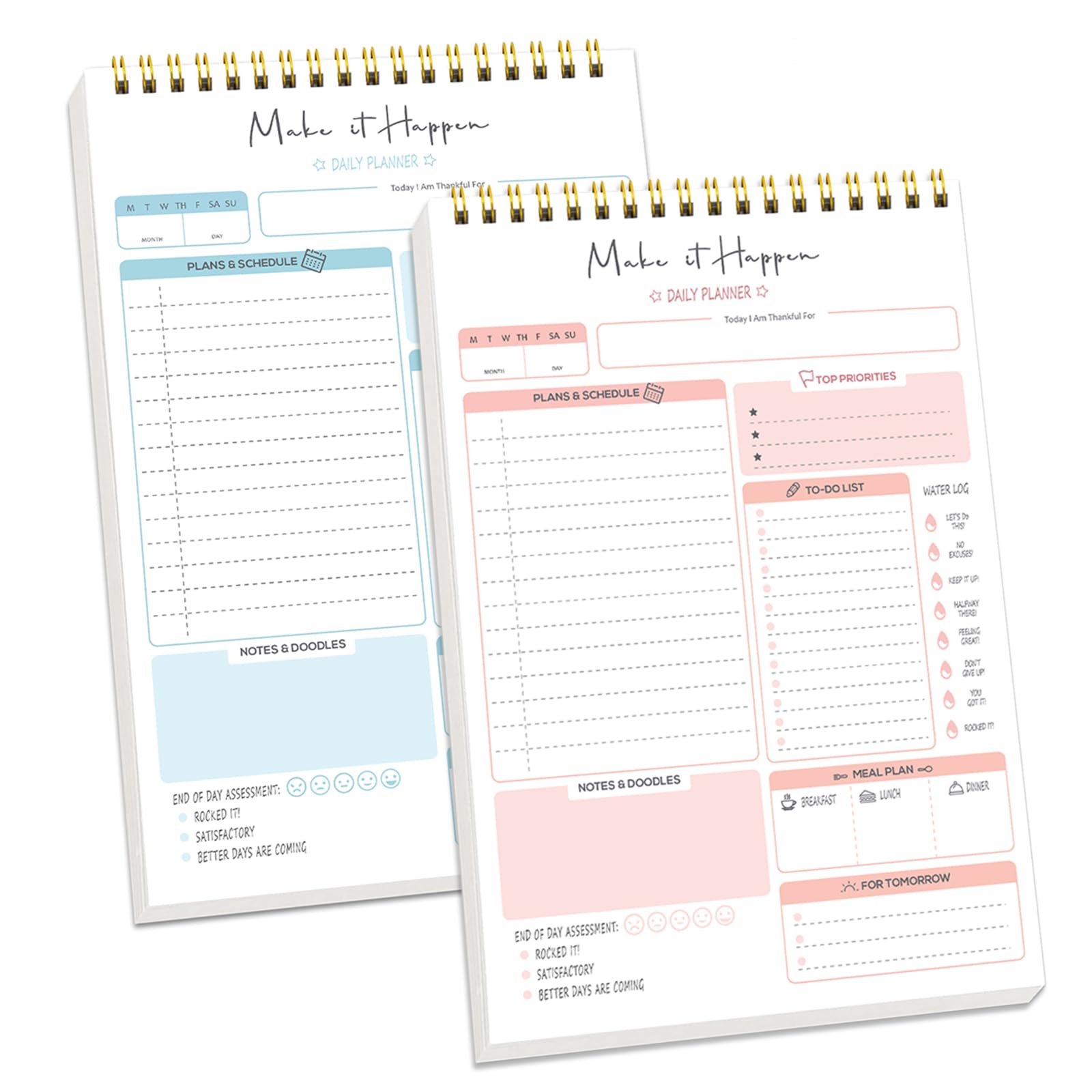 2 Pack To Do List Notepad, Daily Planner Notepad Undated 52-Page Task Planner, A5 Planning Pad Checklist Productivity Planner, Work Planner with Priorities and Plans & Schedule