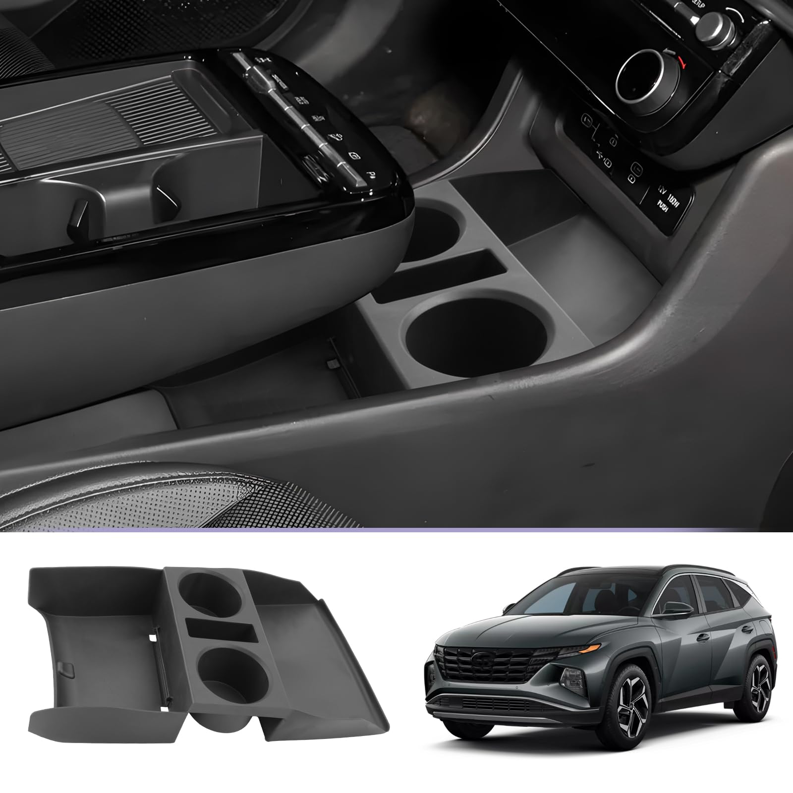 Photo 1 of LUWU Lower Console Organizer Compatible with 2025 2026 Hyundai Tucson Accessories Tucson Center Console Organizer Cup Holder Insert Cup Holder Organizer Drink Holder(NOT for Manual/Automatic Version)